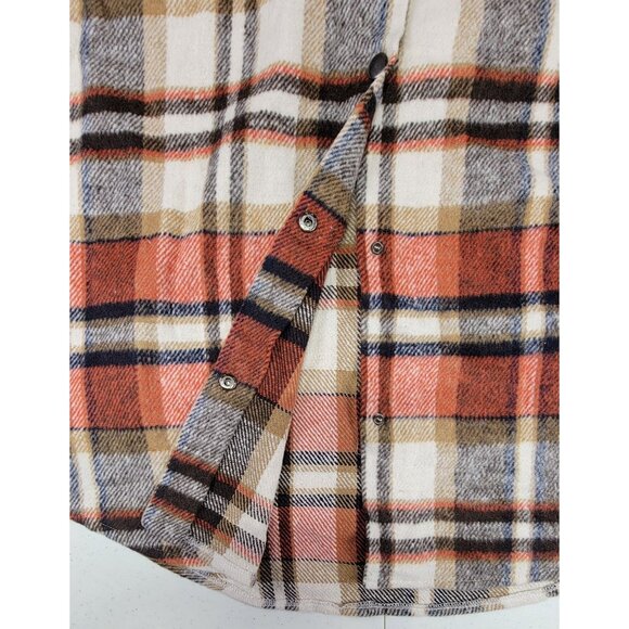 Blue B Shacket Plaid Button-Down Shirt  Jacket Rust Brown Flanne  Womens Lg New - Picture 5 of 10